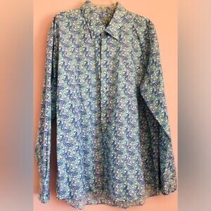 Alan Flusser blue print button down shirt size. XXL